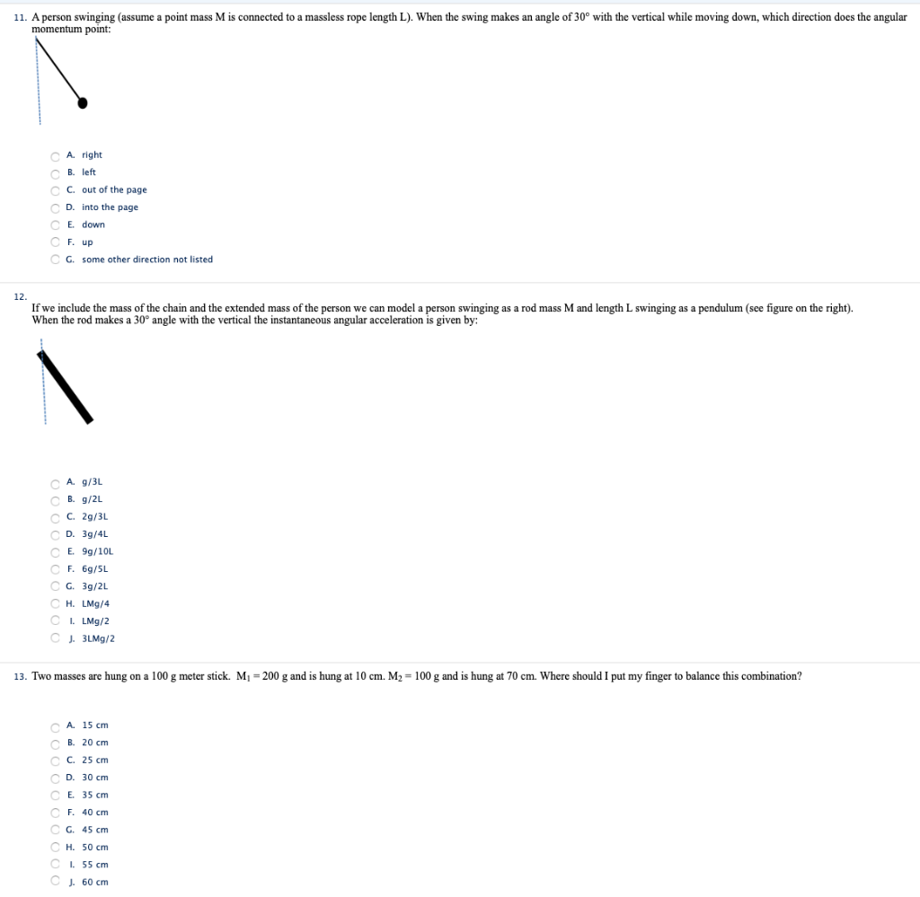 Solved 11 A Person Swinging Assume A Point Mass M Is Co Chegg Com