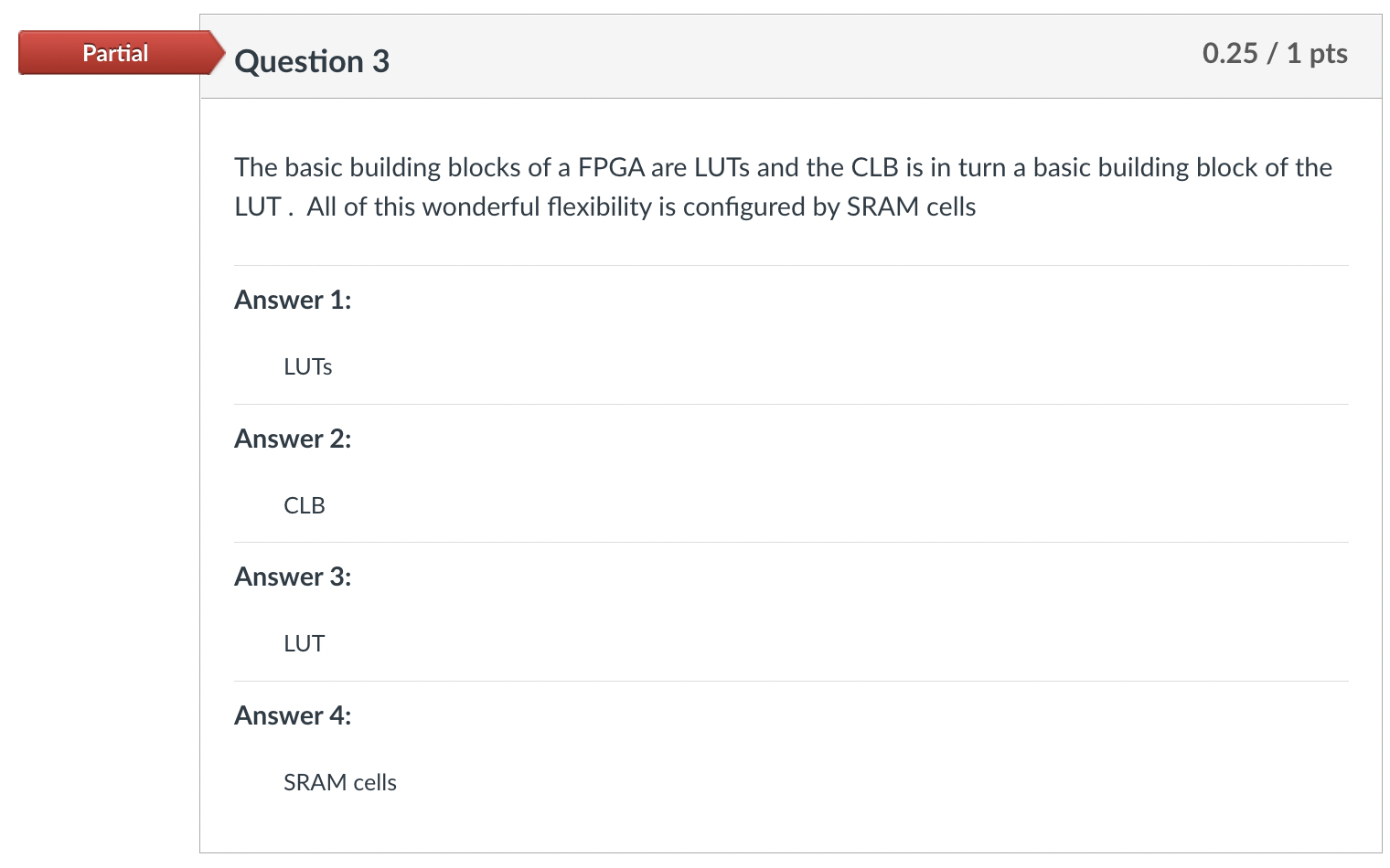Solved Partial Question 3 0.33 / 1 pts Which of the | Chegg.com
