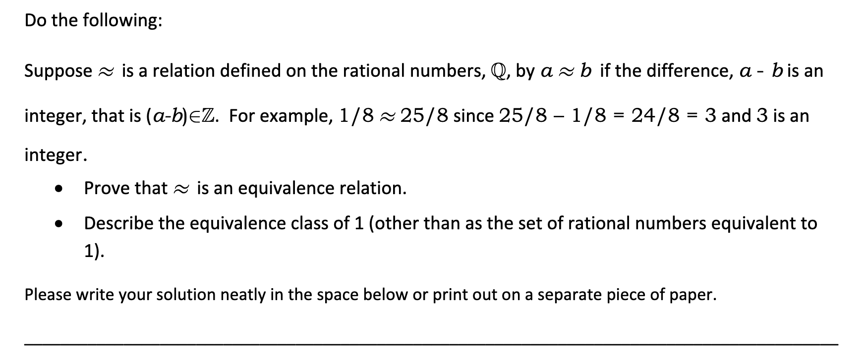 Solved Do the following Suppose is a relation defined on