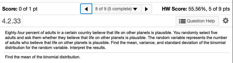 Solved Score: 0 of 1 pt | 8 of 9 (5 complete) HW Score: | Chegg.com