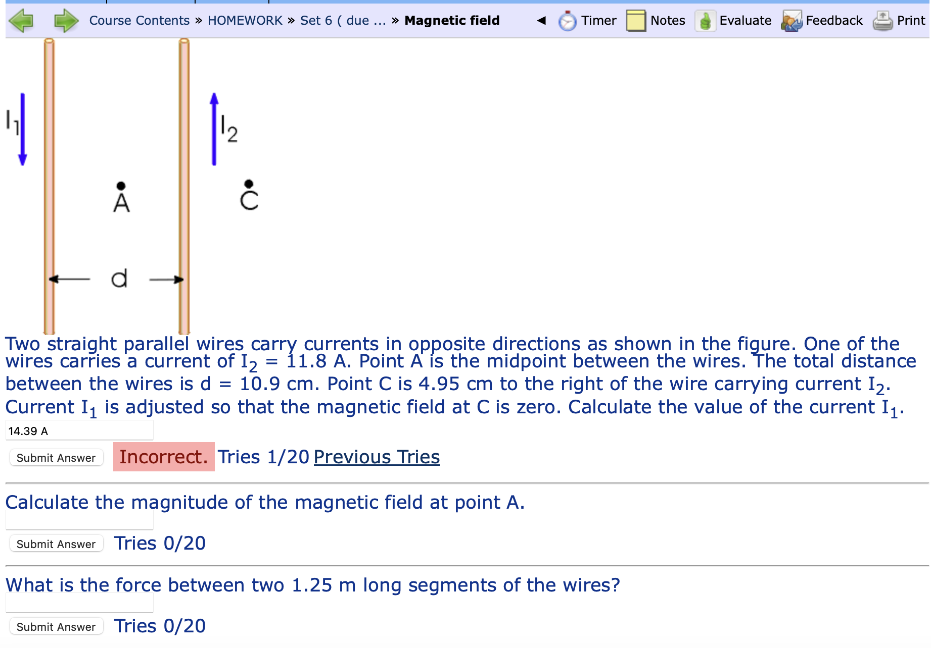 Solved Two straight parallel wires carry currents in | Chegg.com