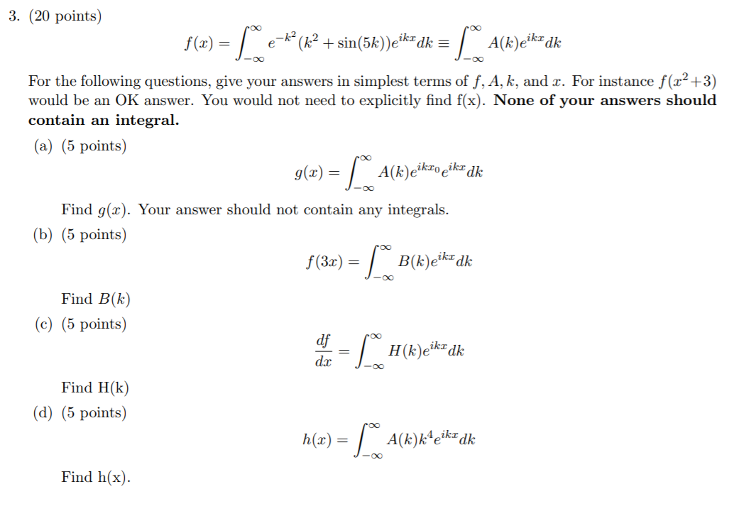 Solved 3 Points F X ſe K K Sin 5k Eika Dk Chegg Com