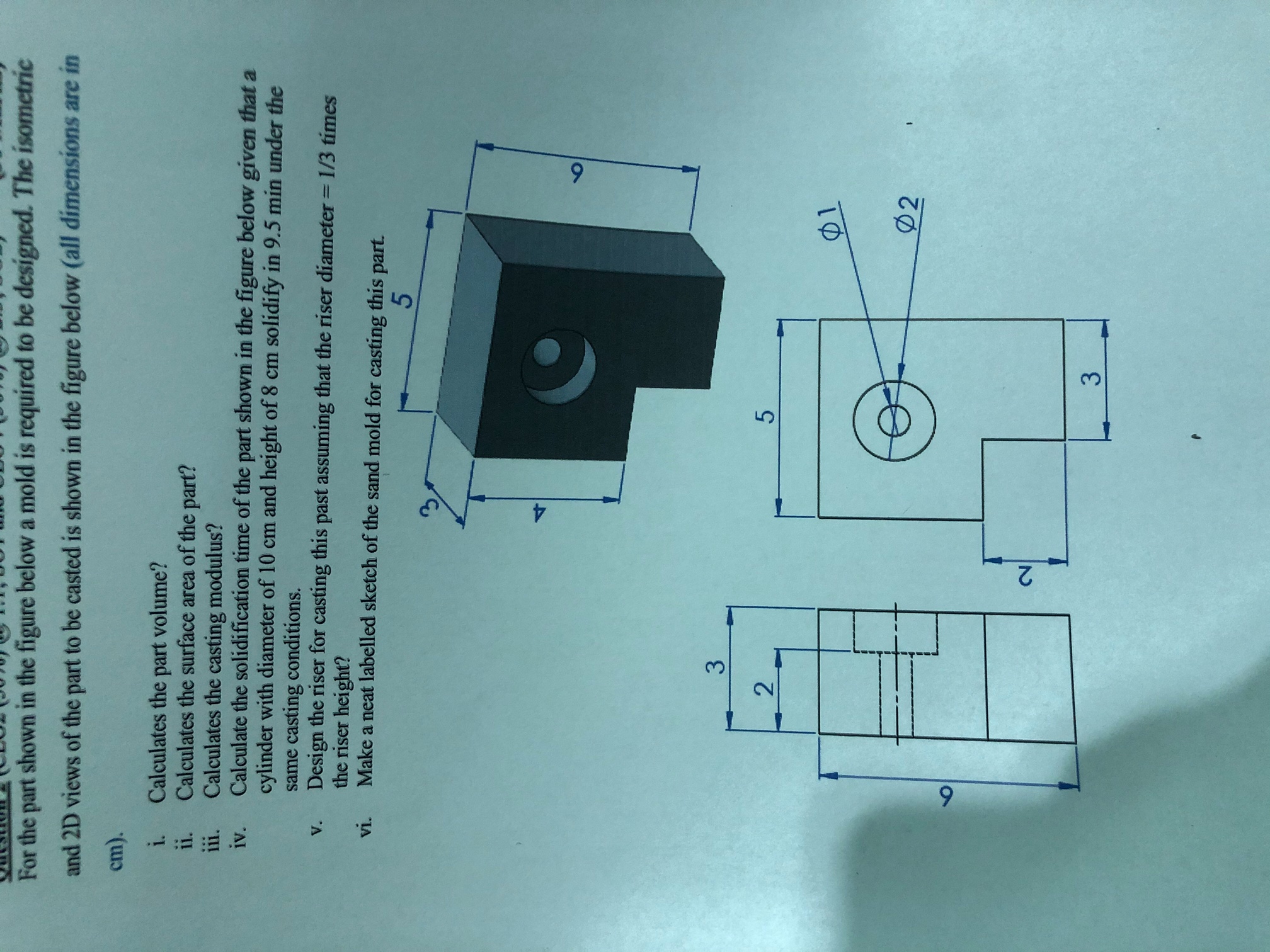 Solved For the part shown in the figure below a mold is | Chegg.com