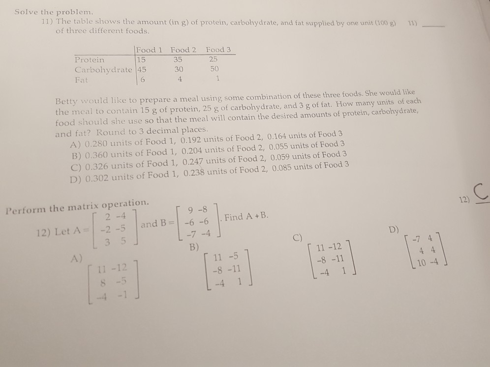 Solved Solve the problem. 11) The table shows the amount (in | Chegg.com