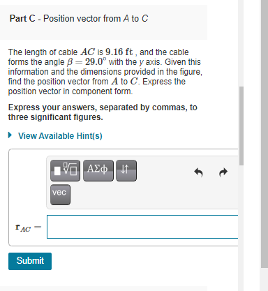 Solved A Review Part A - Position Vector From A To B | Chegg.com