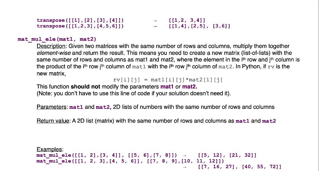 Solved Functions The following are the functions you must | Chegg.com