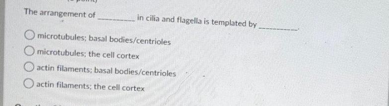 Solved The arrangement of in cilia and flagella is templated | Chegg.com