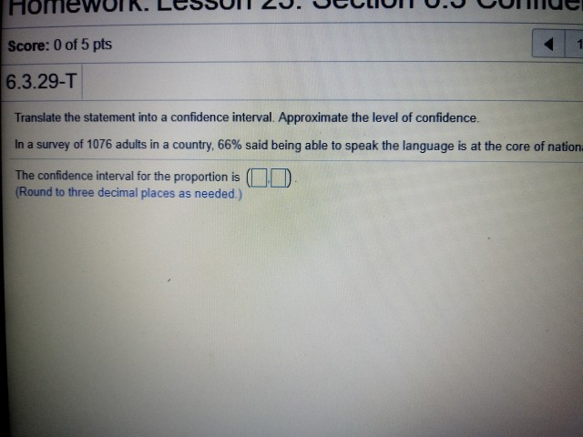 Solved Homework: Lesson 23: Section 6.3 Confidence Intervals | Chegg.com