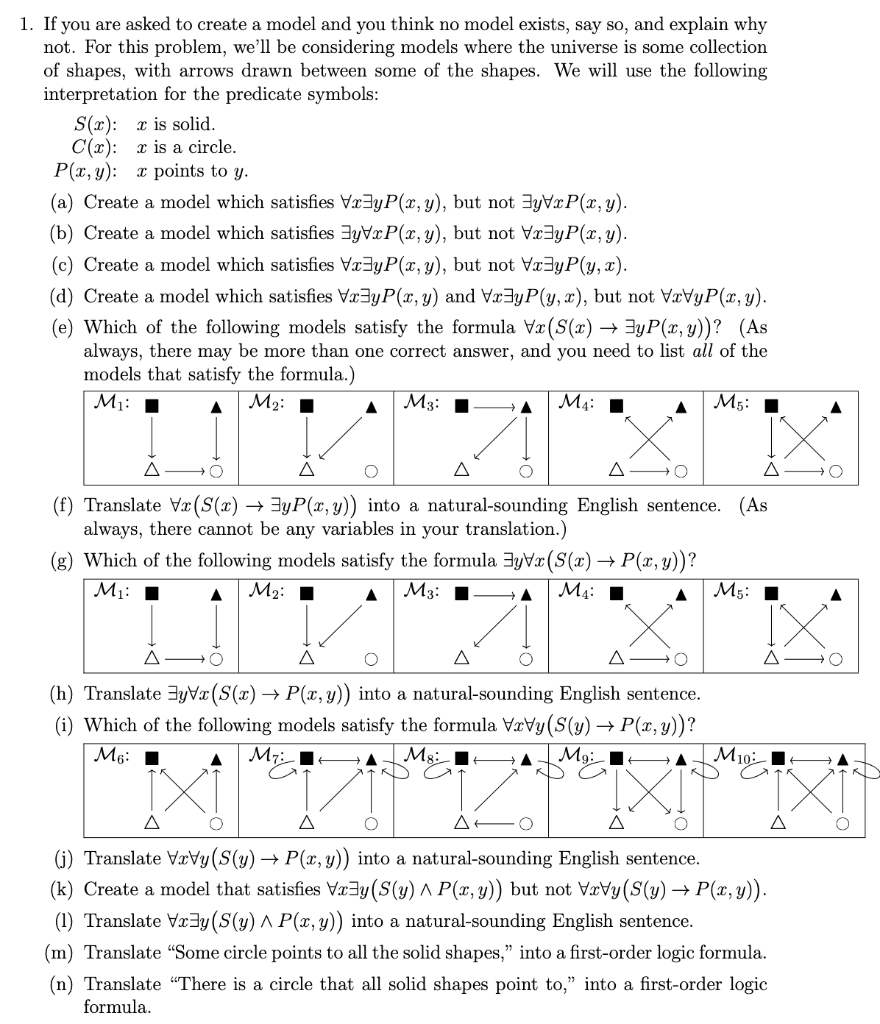 Solved 1. If you are asked to create a model and you think | Chegg.com
