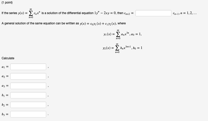 Solved 1 Point If The Series Y X Crx Is A Solution Of Chegg Com