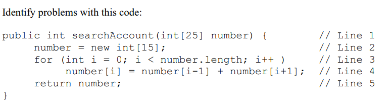 Solved Identify problems with this code: public int | Chegg.com