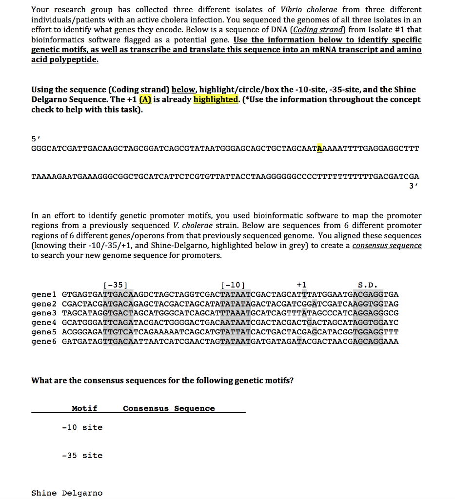 Solved A. What are the consensus sequences for the following | Chegg.com