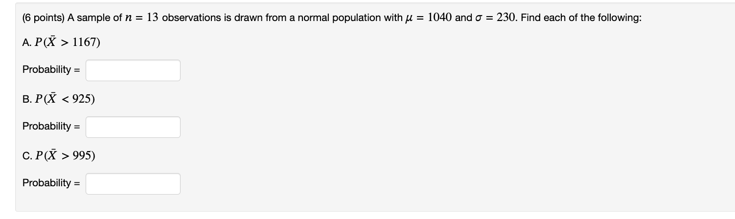 Solved (6 points) A sample of n=13 observations is drawn | Chegg.com