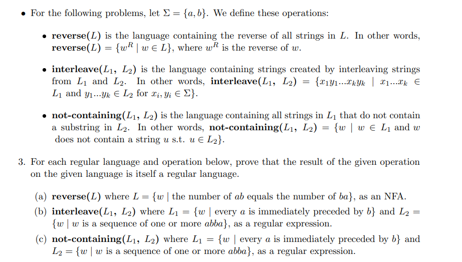 Solved . For the following problems, let S = {a,b}. We | Chegg.com