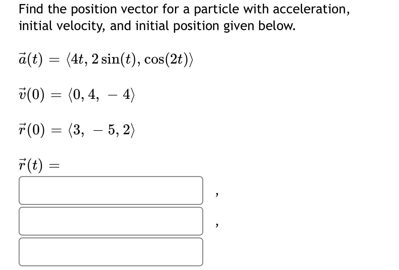 Solved Find the position vector for a particle with | Chegg.com