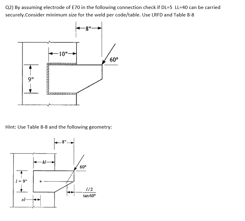 Solved Q2) By assuming electrode of E70 in the following