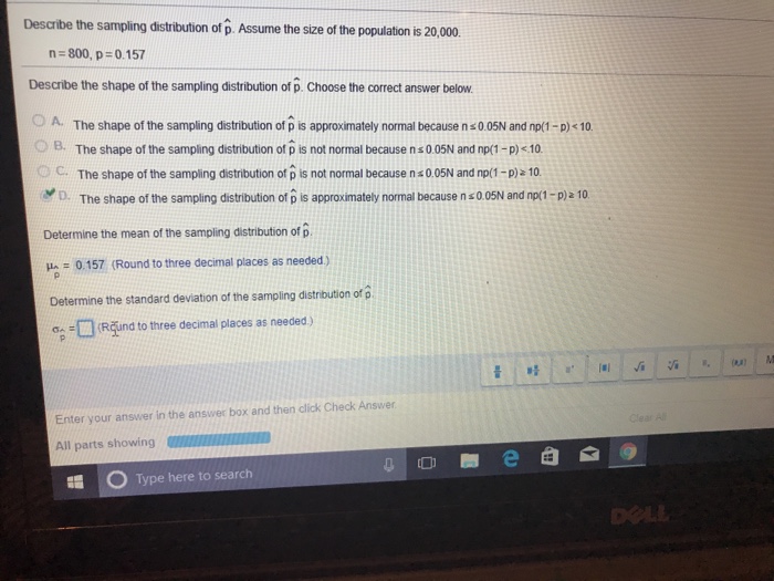 Solved Describe the sampling distribution of p. Assume the | Chegg.com