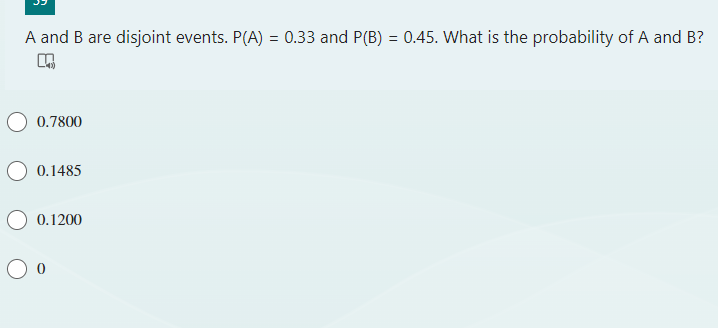 Solved A And B ﻿are Disjoint Events. P(A)=0.33 ﻿and | Chegg.com