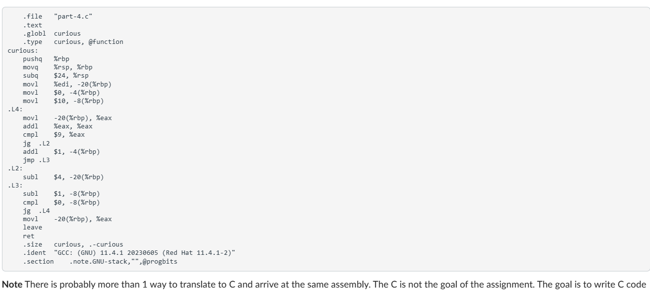 Solved Translate from assembly code to c exactly
