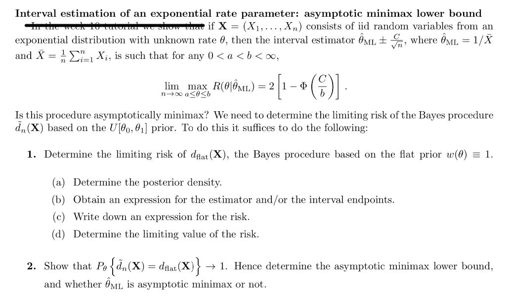 Interval estimation of an exponential rate parameter: | Chegg.com