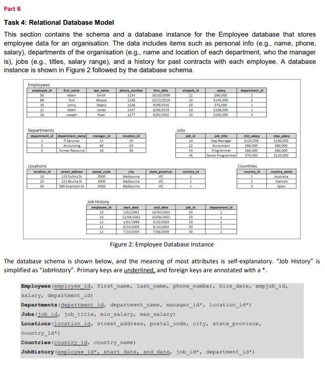 Solved Part B Task 4: Relational Database Model This Section | Chegg.com