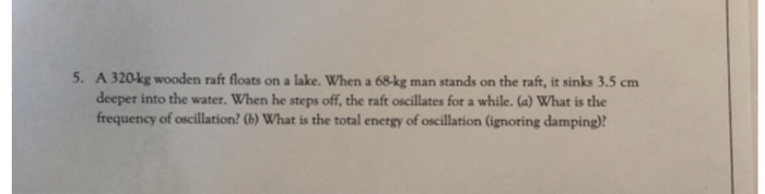 Solved 5. A 320-kg wooden raft floats on a lake. When a | Chegg.com