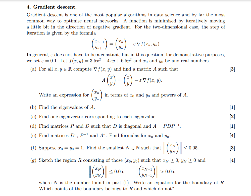 Solved 4. Gradient descent. Gradient descent is one of the | Chegg.com