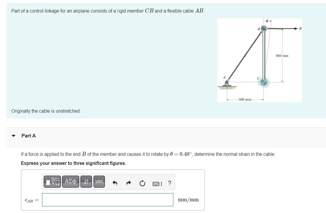 Solved Part of a control linkage for an airplane consists of
