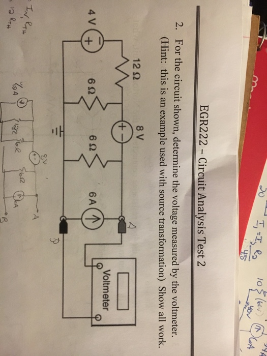 Solved EGR222 Circuit Analysis Test 2 2. For the circuit