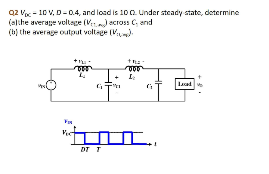 Solved Q2 VDC=10 V,D=0.4, and load is 10Ω. Under | Chegg.com