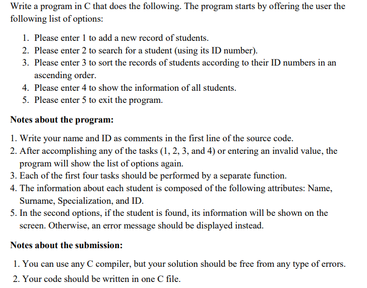 Solved Note that you should submit only one source code (C | Chegg.com