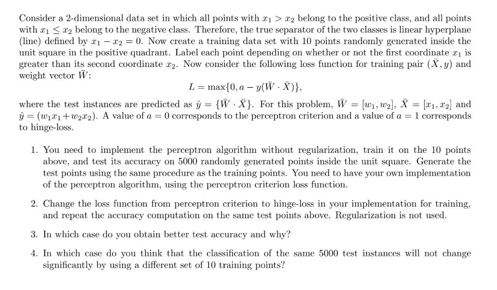 Consider a 2-dimensional data set in which all points | Chegg.com