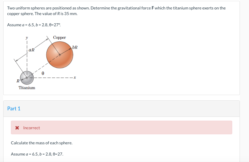 Solved Two Uniform Spheres Are Positioned As Shown. | Chegg.com