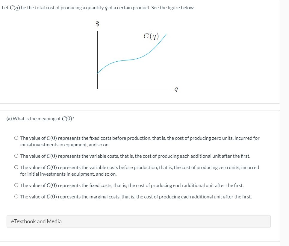 Solved Let C Q Be The Total Cost Of Producing A Quantity Chegg Com