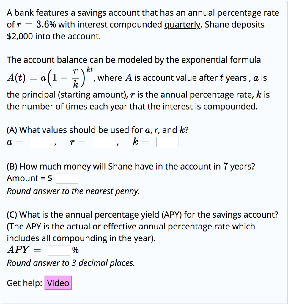 Solved A bank features a savings account that has an annual | Chegg.com