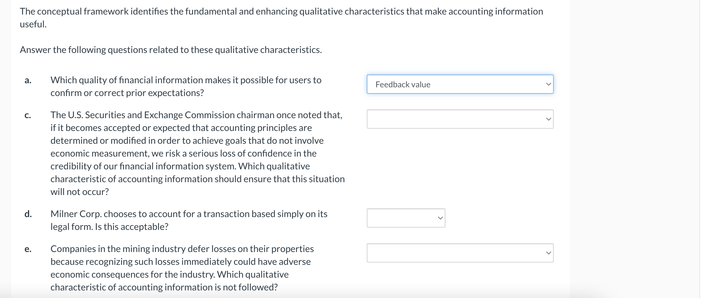 The conceptual framework identifies the fundamental and enhancing qualitative characteristics that make accounting informatio