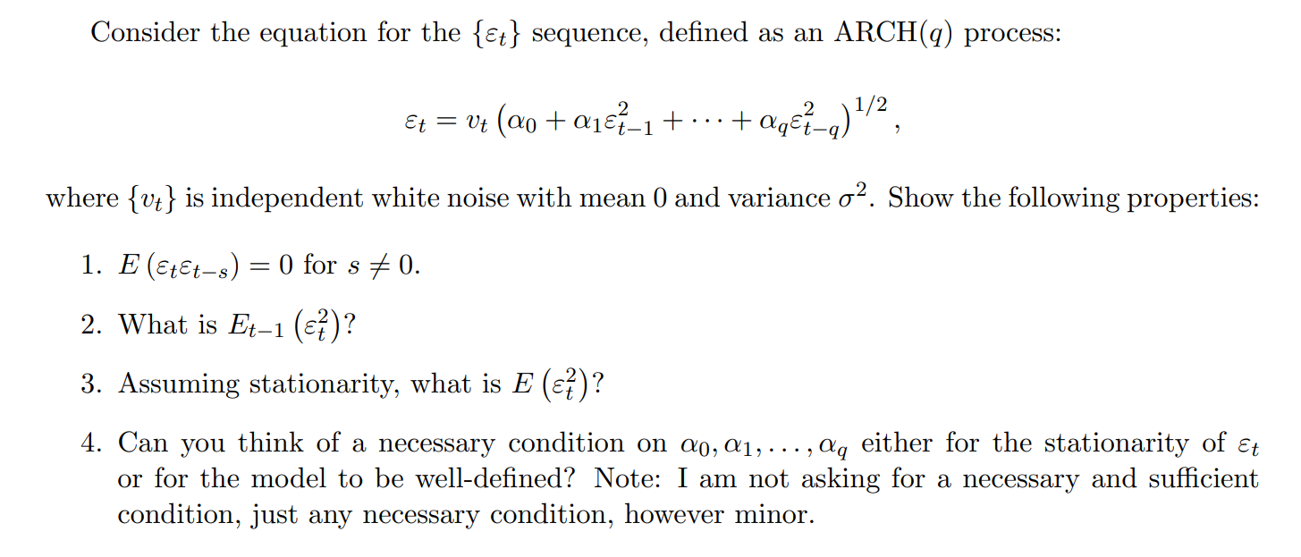 Solved Consider The Equation For The εt Sequence Defined