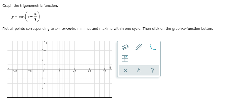Solved Graph the trigonometric function. y = cos x 3 Plot | Chegg.com