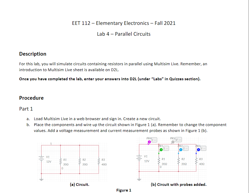Solved EET 112 Elementary Electronics Fall 2021 Lab 4