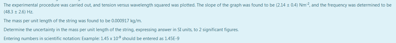 Solved Calculating the uncertainty in the mass per unit | Chegg.com