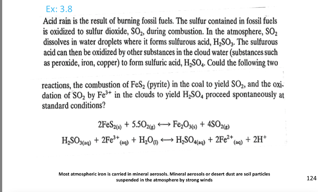Solved Ex: 3.8 Acid rain is the result of burning fossil | Chegg.com