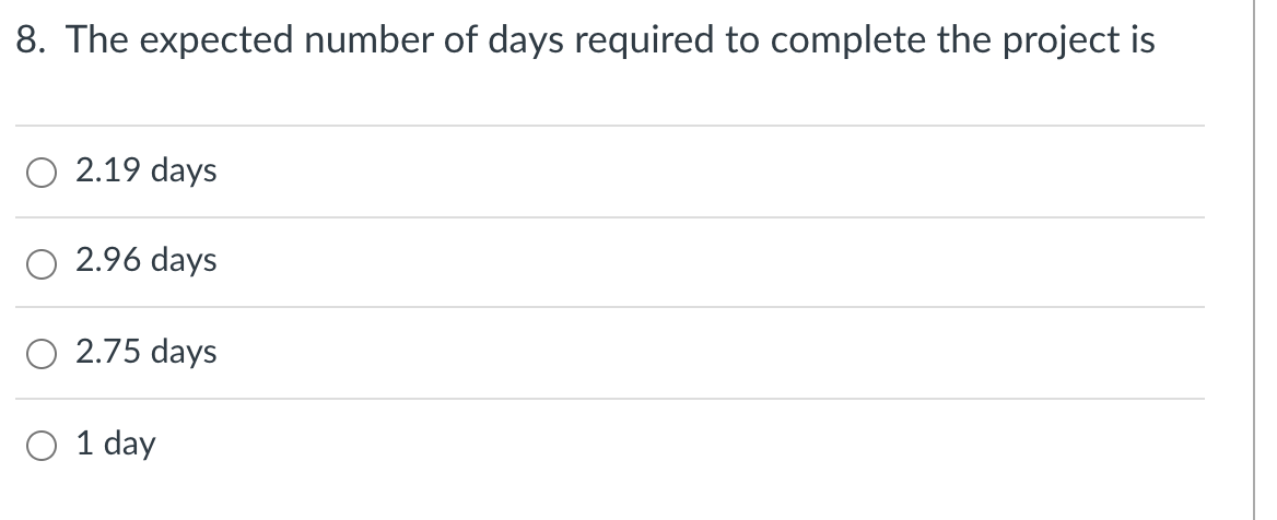Solved D. The probability distribution of number of days | Chegg.com
