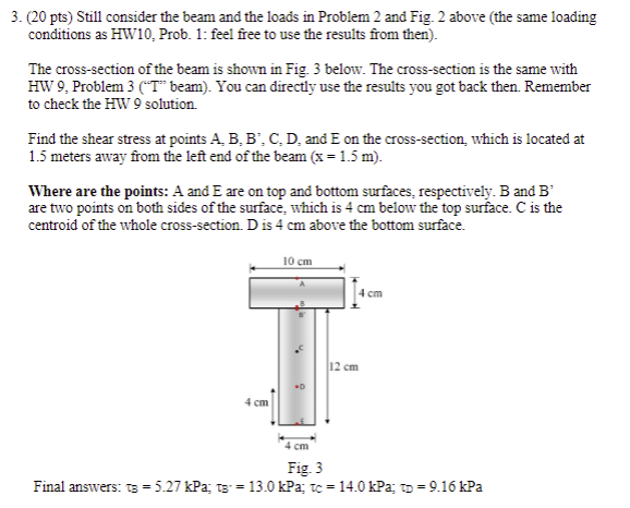 Solved 3. (20 pts) Still consider the beam and the loads in | Chegg.com