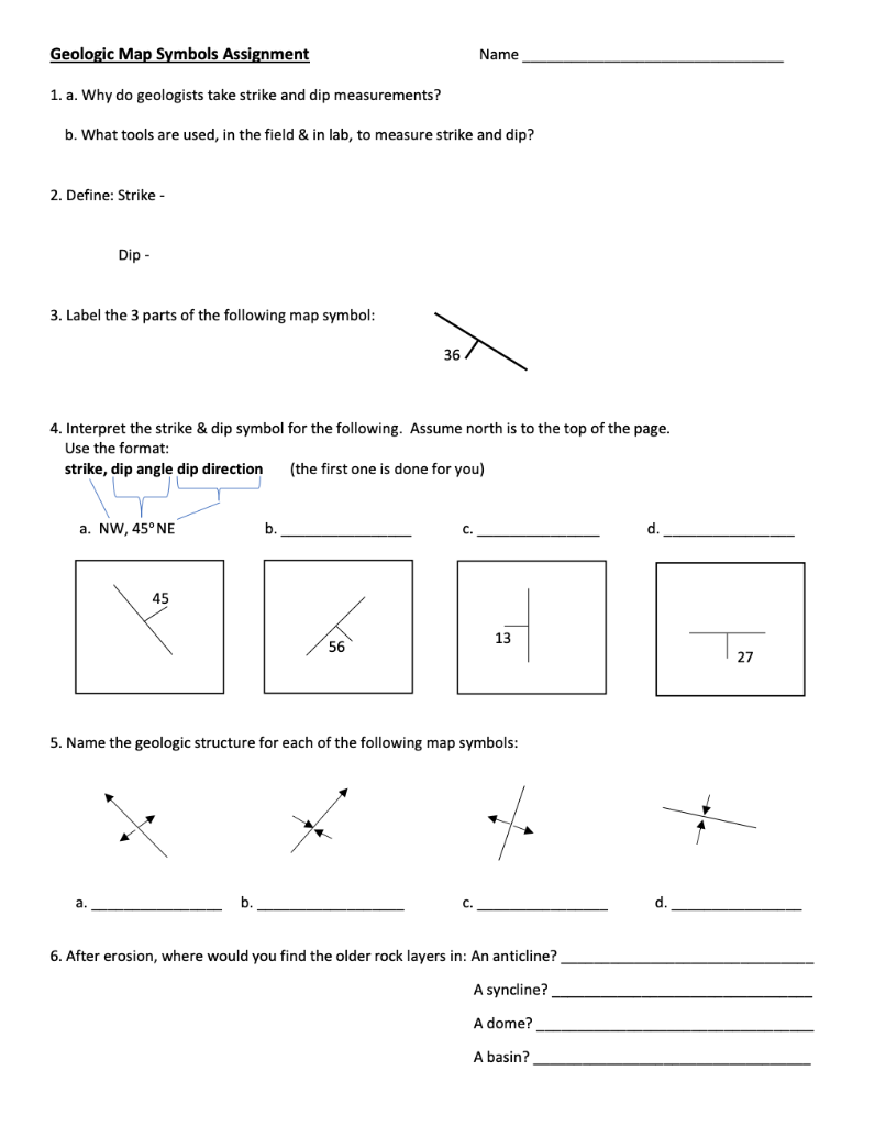 Solved Geologic Map Symbols Assignment Name 1. a. Why do | Chegg.com