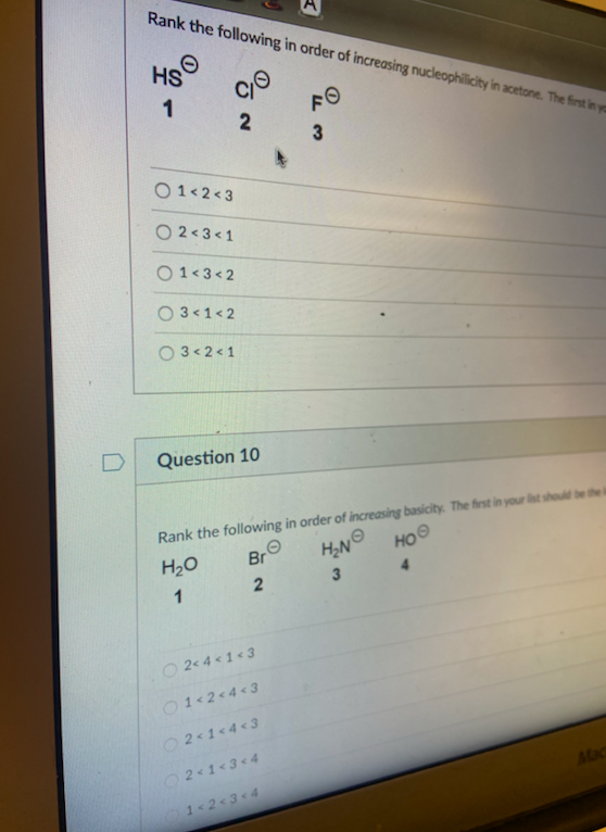 Solved 1. Rank the following in order of increasing | Chegg.com