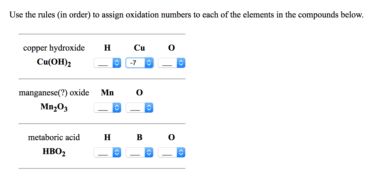 Solved Use the rules (in order) to assign oxidation numbers