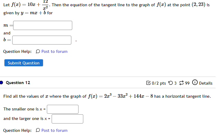 Solved Let F X 10x X212 Then The Equation Of The Tangent