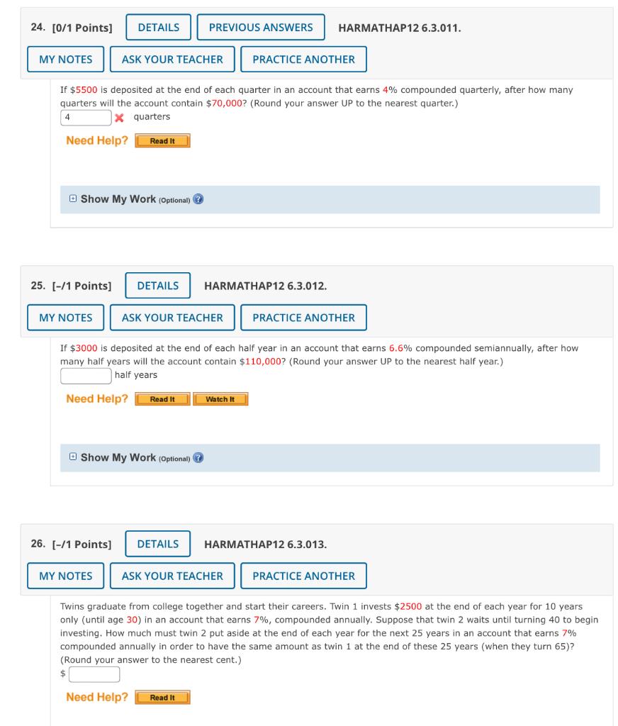 Solved If $5500 is deposited at the end of each quarter in | Chegg.com