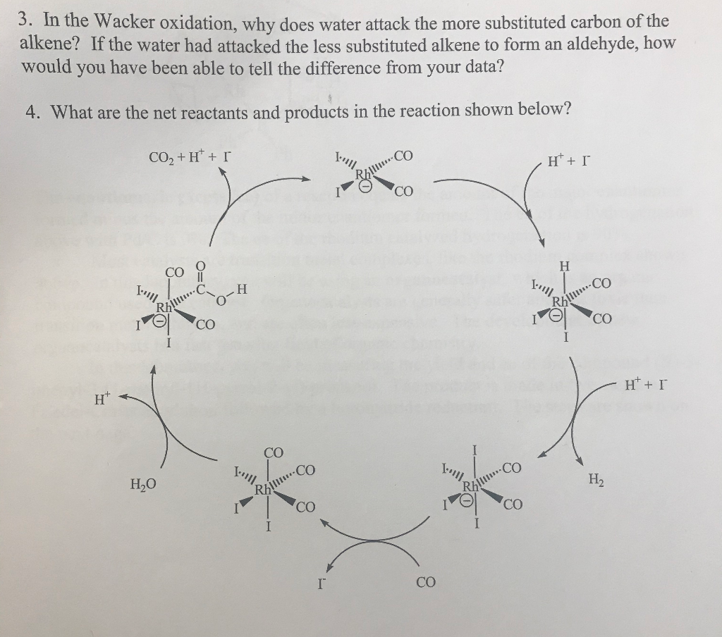 Solved 3. In the Wacker oxidation, why does water attack the | Chegg.com