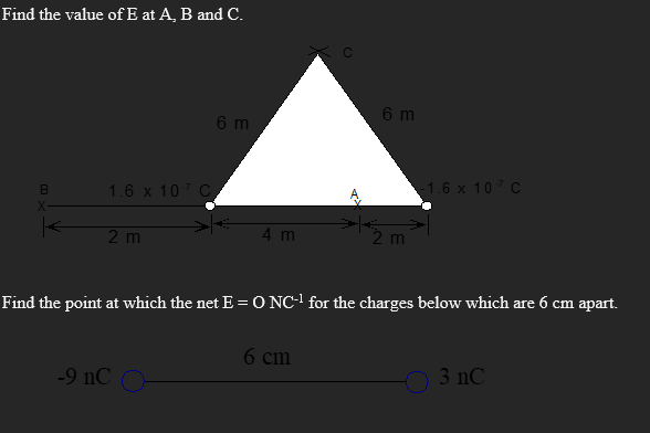 Solved Find The Value Of E ﻿at A,B ﻿and C.Find The Point At | Chegg.com